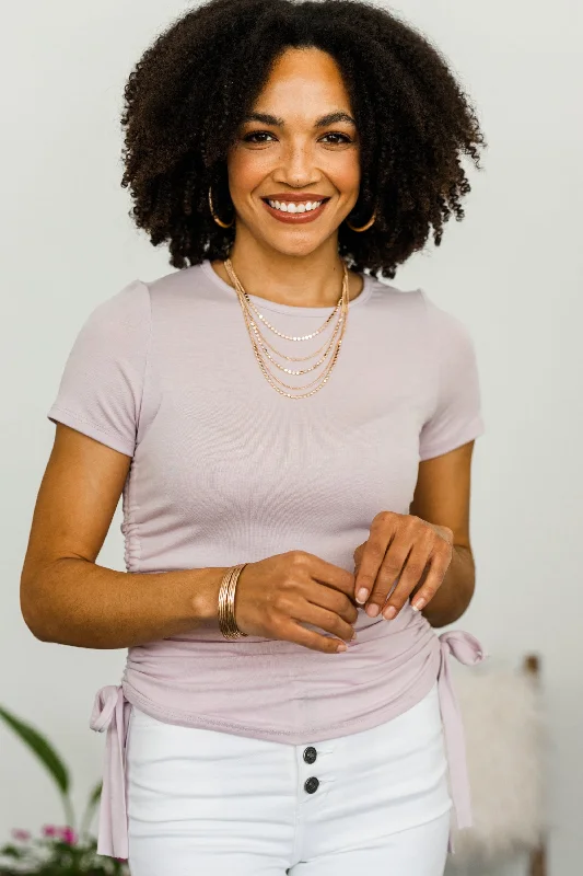 Refreshing New Day Lilac Purple Ruched Top