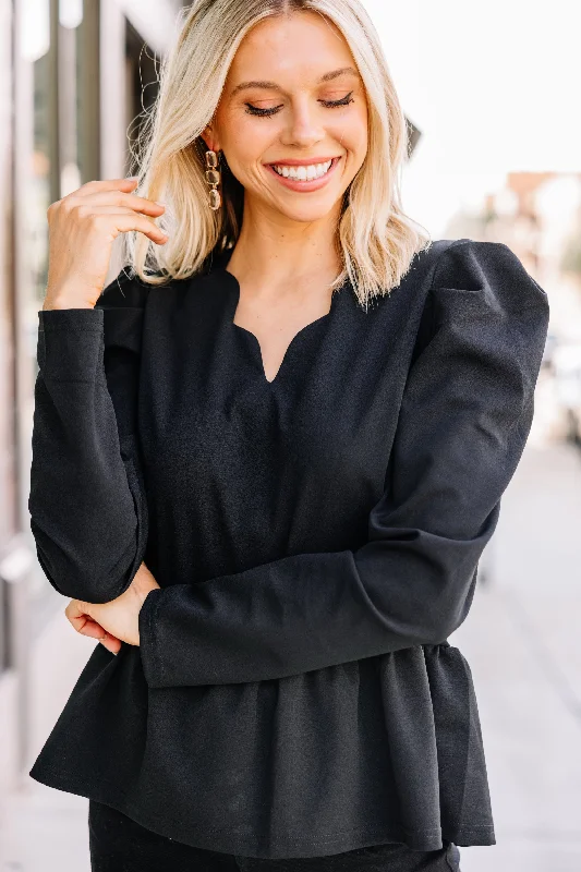 This Is The Way Black Scalloped Blouse