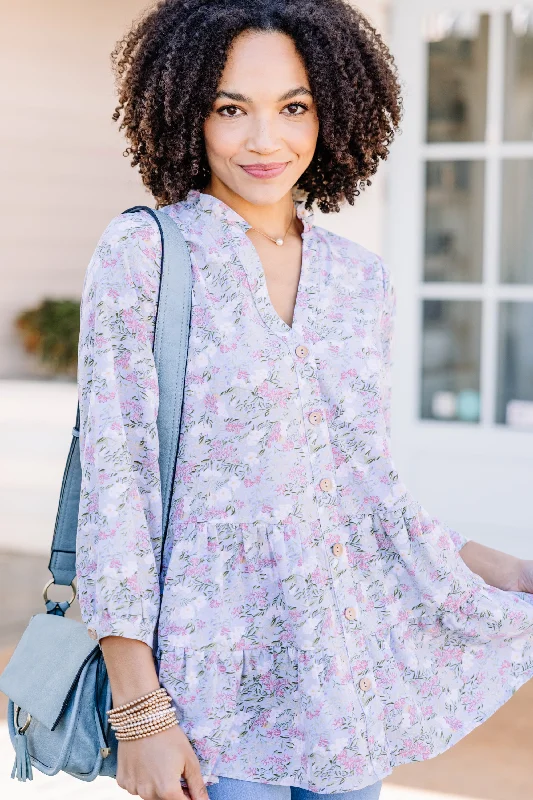 Tell Us The Truth Blue Ditsy Floral Tunic