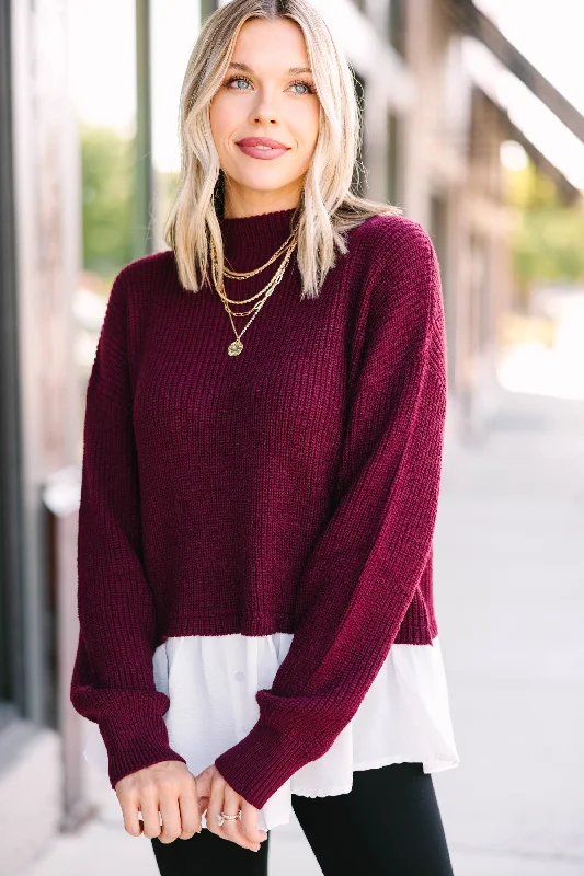 Focus On You Wine Red Layered Sweater