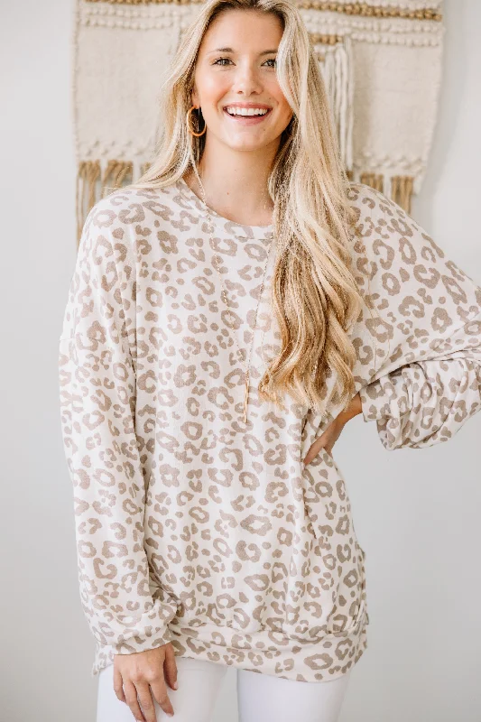 It's All Possible Taupe Brown Leopard Tunic