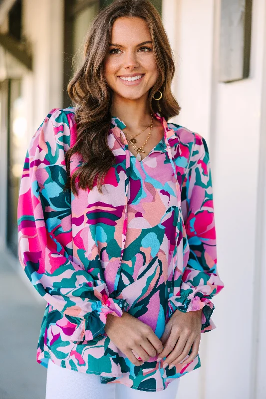 Loving It All Teal Green Abstract Blouse