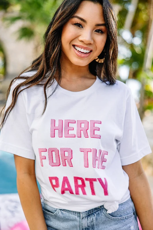 Here For The Party White Graphic Tee