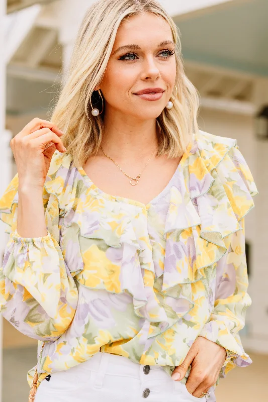 On The Sweet Side Lavender Purple Ruffled Blouse