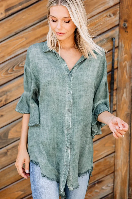 What You Want Army Green Button Down Tunic