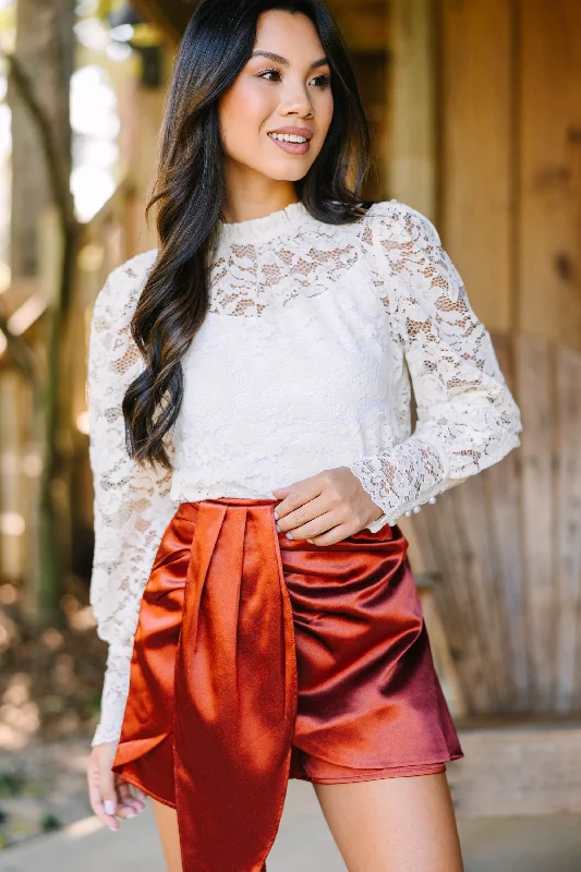 On Your Time Cream White Lace Blouse