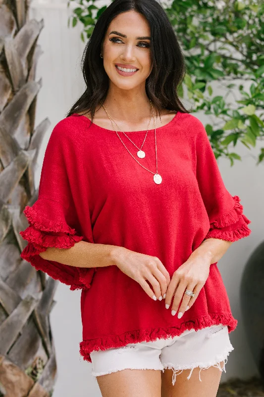 Go For What You Want Red Linen Top