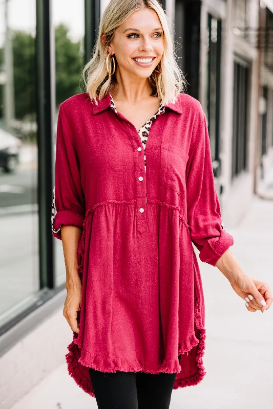 Have Your Attention Berry Red Tunic