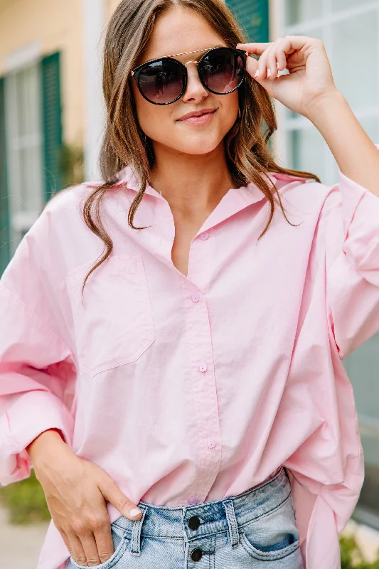 Strong Feelings Pink Button Down Top