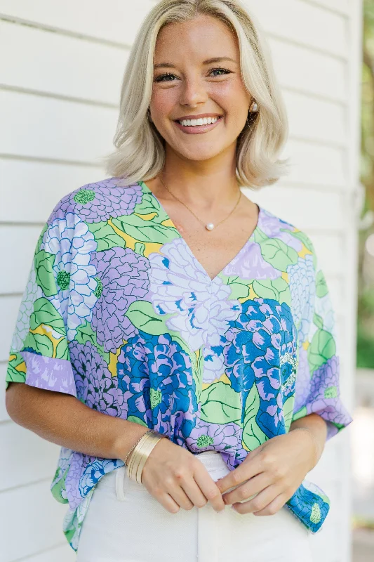 By The Garden Lavender Purple Floral Top