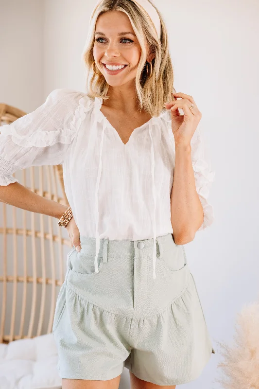 Meet You There White Ruffled Top