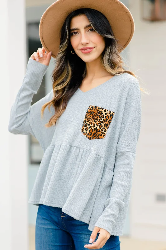 Thoughtful Insight Heather Gray Waffle Top