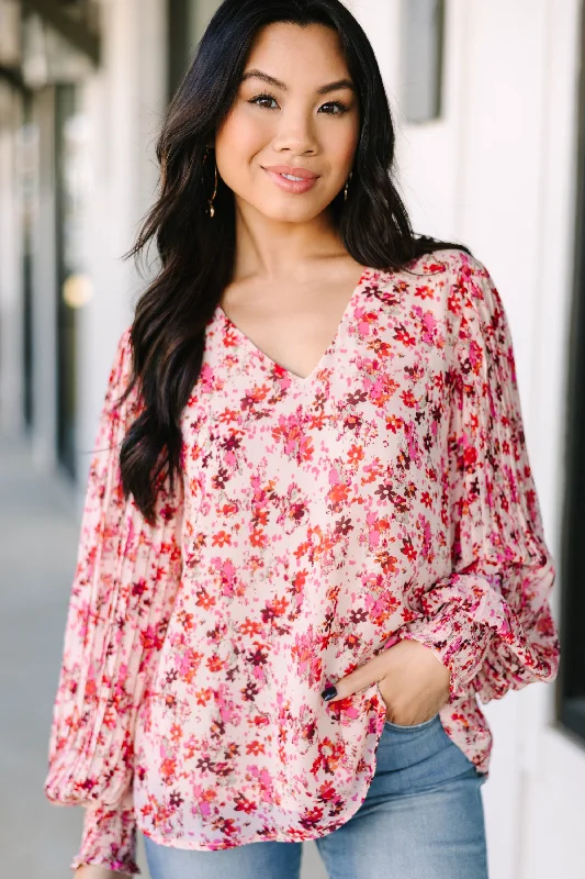 In Bliss Pink Ditsy Floral Blouse