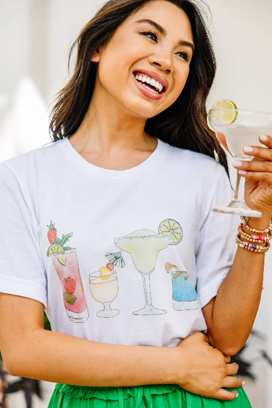 Happy Hour White Graphic Tee