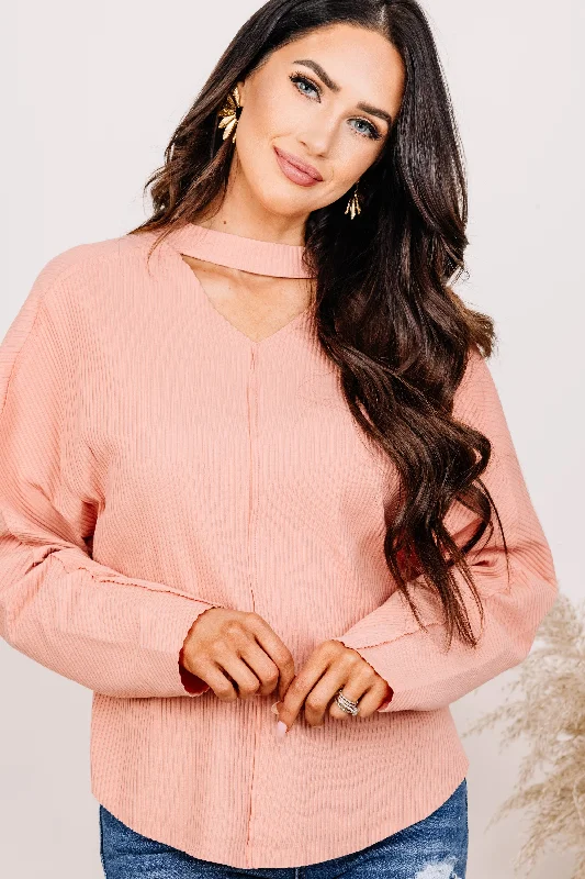 Take Care Blush Pink Keyhole Top