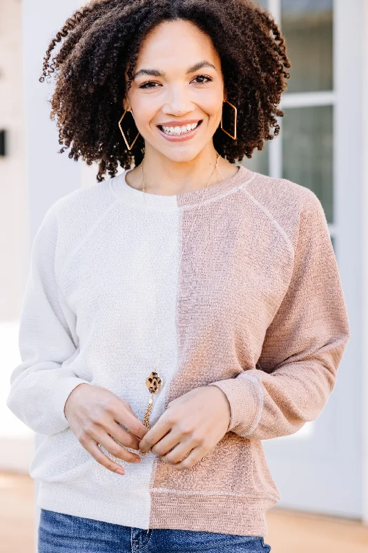 Gotta Get To You Cream White Colorblock Sweater