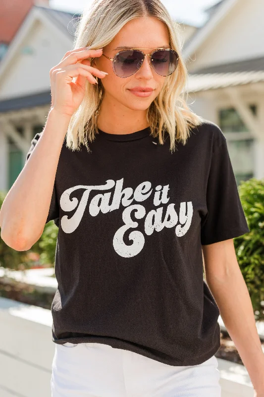 Take It Easy Black Graphic Tee