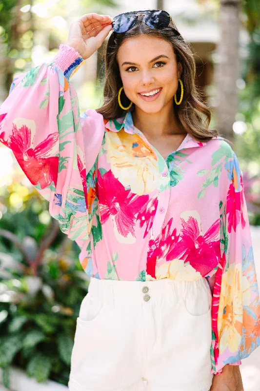 The Only Way Pink Floral Blouse