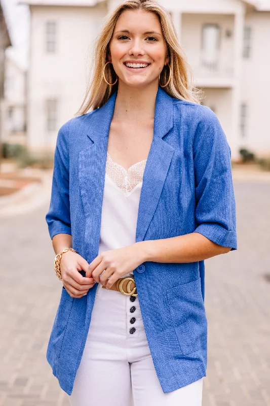 Play The Role Royal Blue Linen Blazer