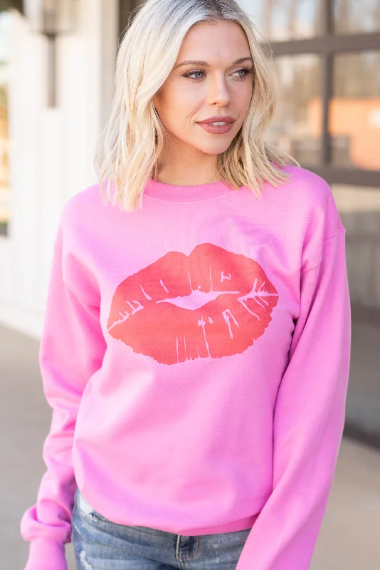 Kiss Kiss Azalea Pink Graphic Sweatshirt