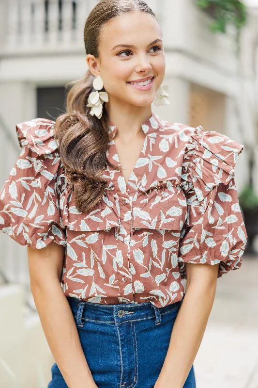 Never Miss Brown Floral Blouse