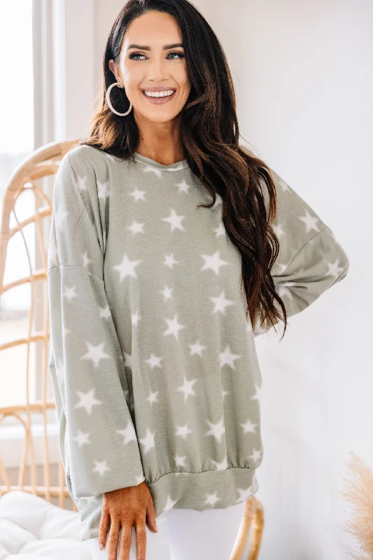 It's All Possible Sage Green Star Print Tunic