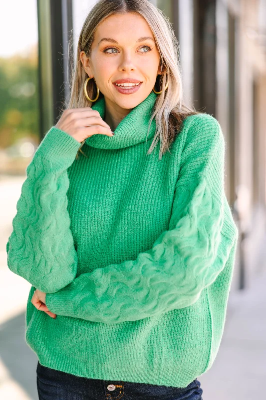 Tell It All Kelly Green Turtleneck Sweater