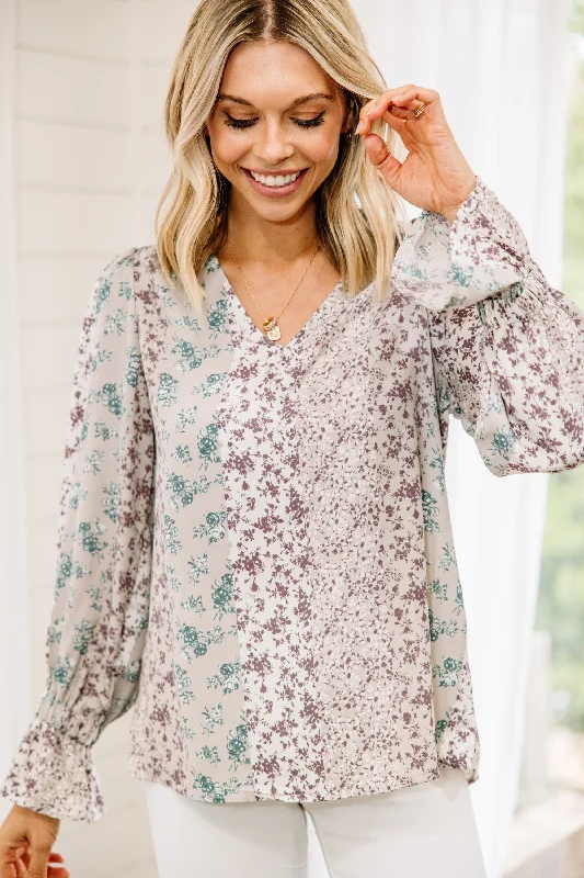 Can't Blame You Lavender Purple Ditsy Floral Blouse