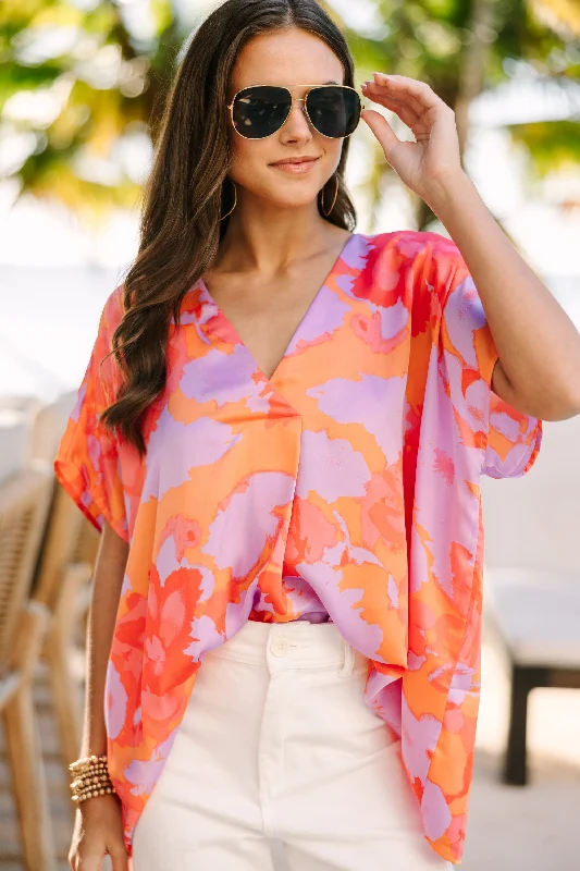 Feeling Bold Orange Floral Blouse