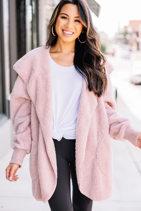 All About The Glam Mauve Pink Faux Fur Jacket