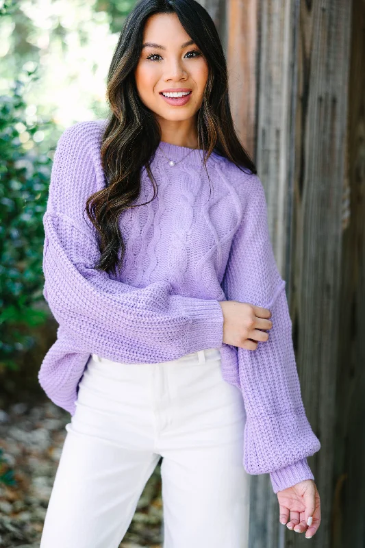 It Takes Time Lavender Purple Cable Knit Sweater