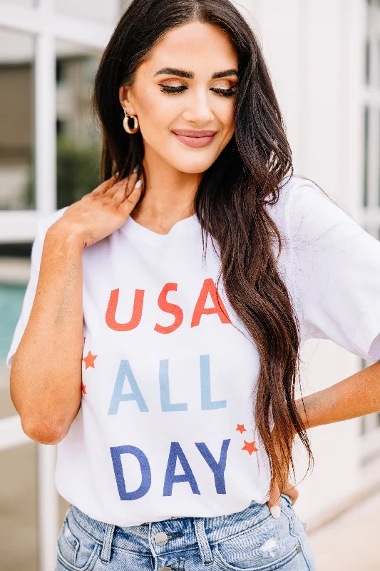 USA All Day White Graphic Tee