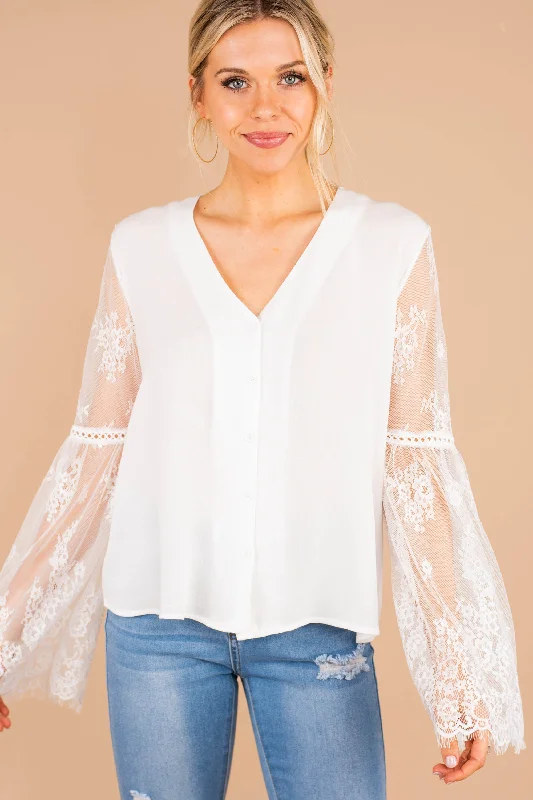 Love The Romance White Bell Sleeve Top