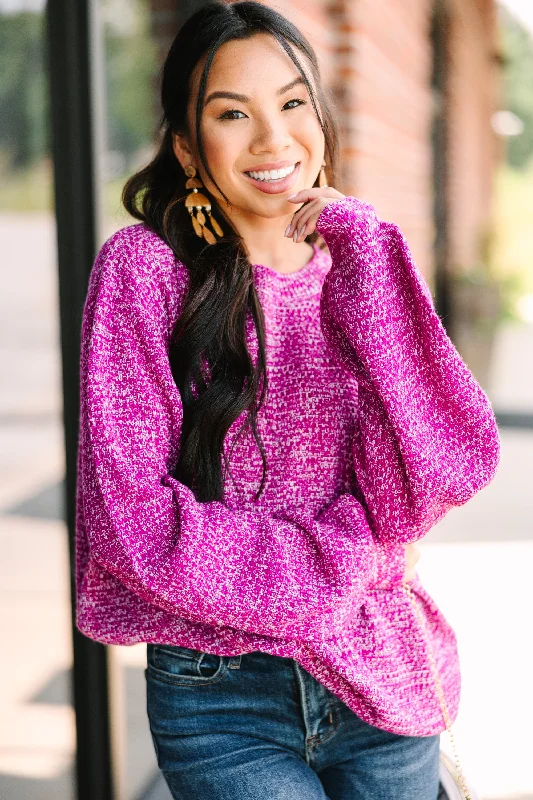 The Slouchy Magenta Pink Bubble Sleeve Sweater