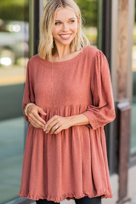 Make You Better Canyon Clay Orange Tiered Tunic