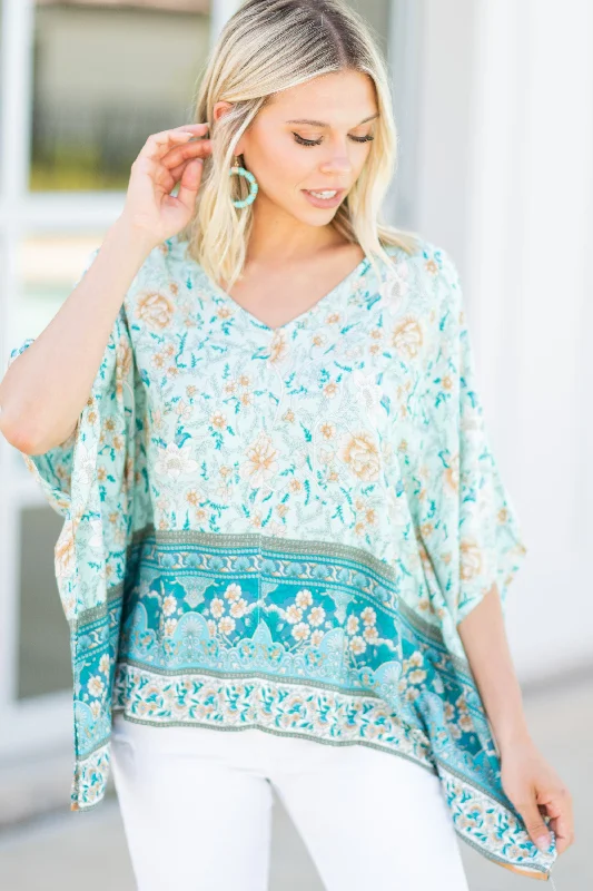 Living Free Mint Green Mixed Floral Top