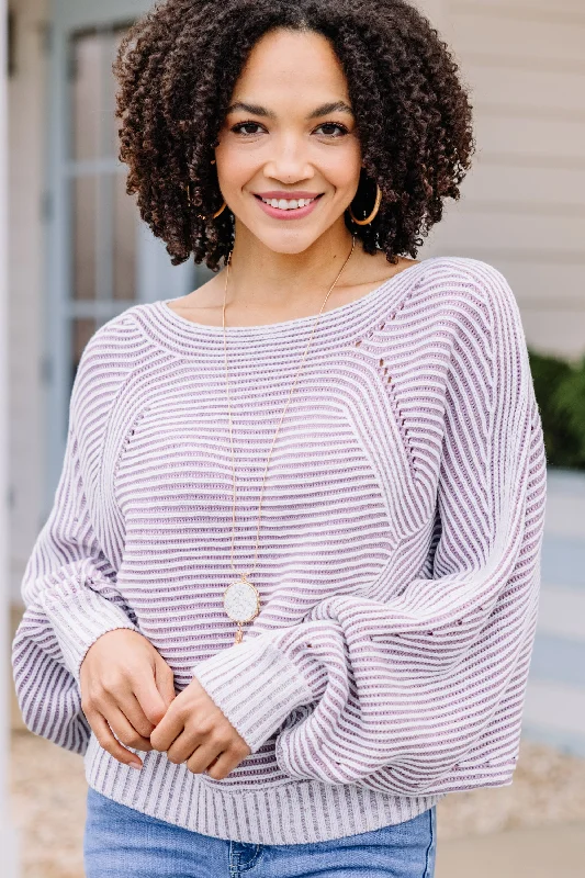 Looking At You Lavender Purple Striped Sweater