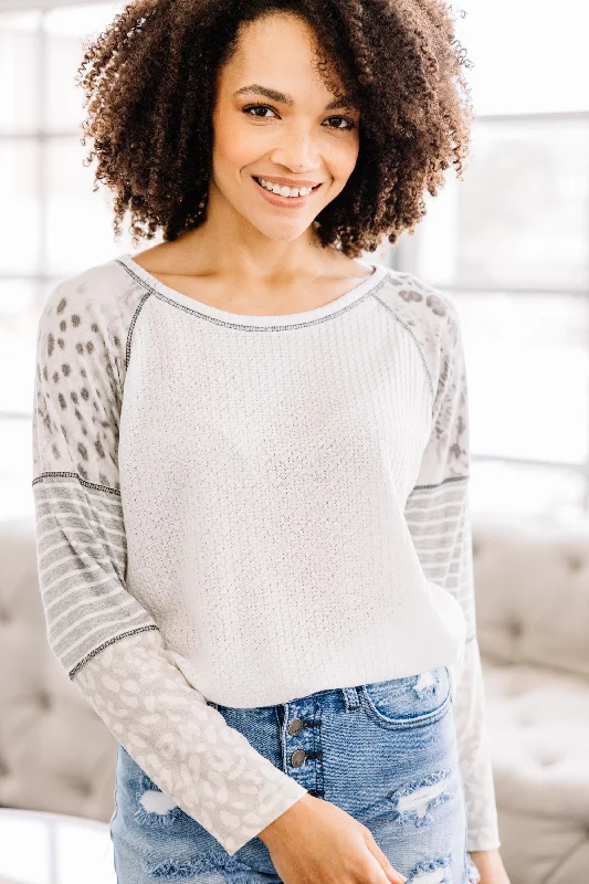 Early Morning Views White Animal Print Top