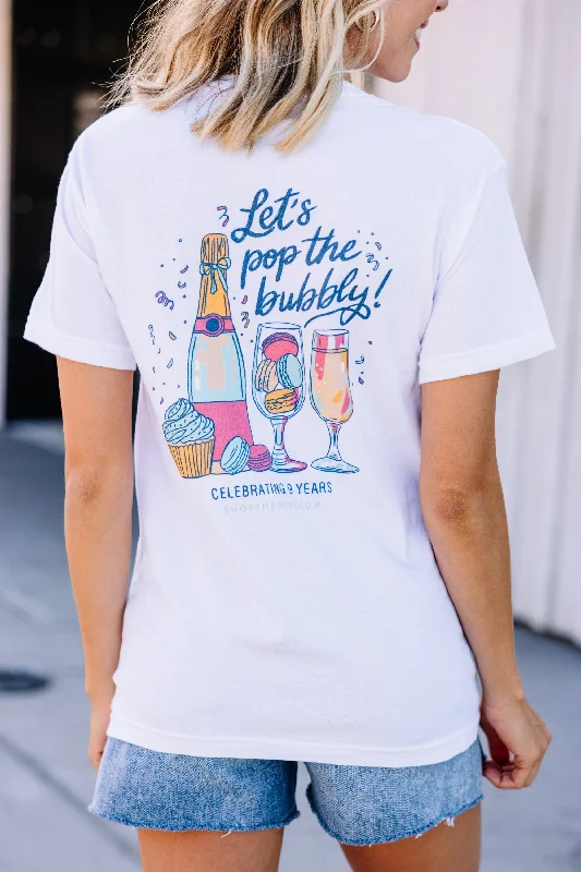 Comfort Colors: Pop The Bubbly White Birthday Graphic Tee