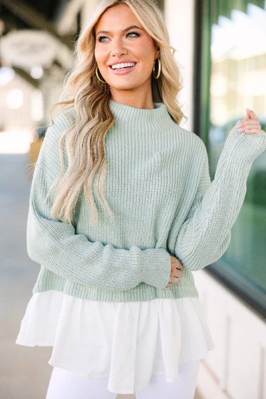 Focus On You Sage Green Layered Sweater