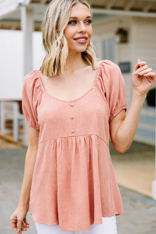 Great Days Ahead Clay Orange Linen Top