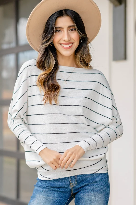 Lead You Home White Striped Dolman Top