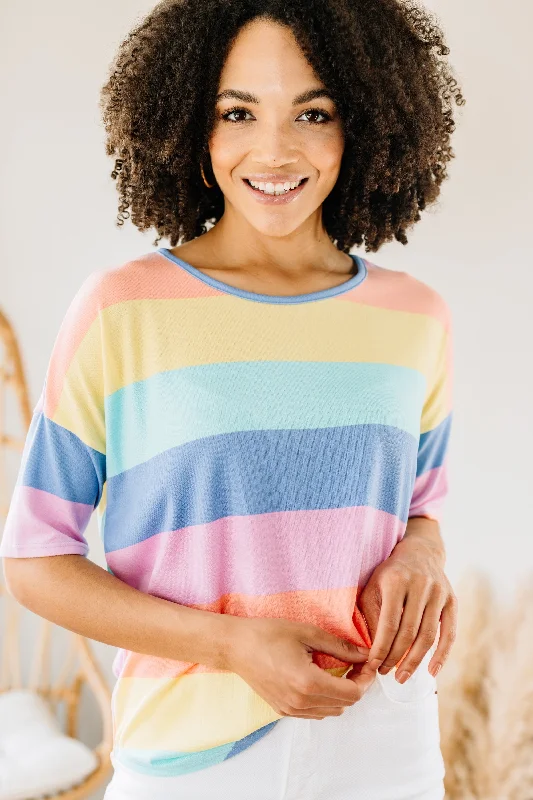 Sweet Muse Light Blue Striped Top