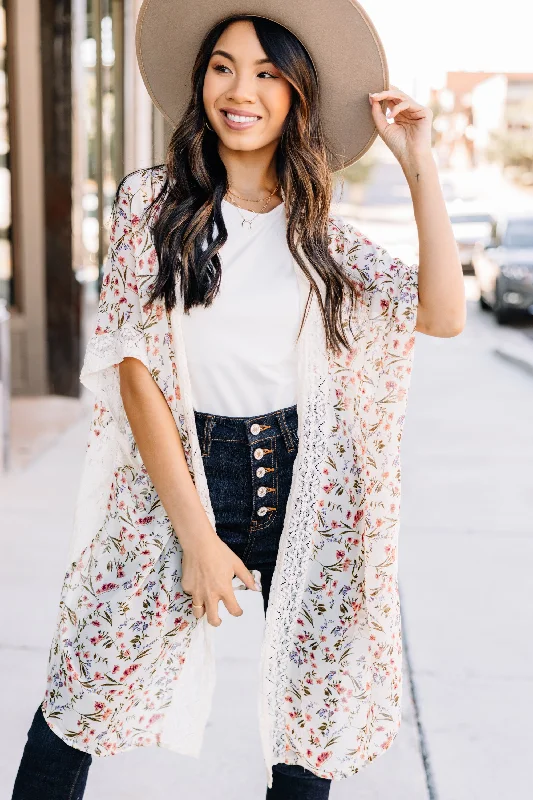 Before You Go Almond Brown Floral Kimono