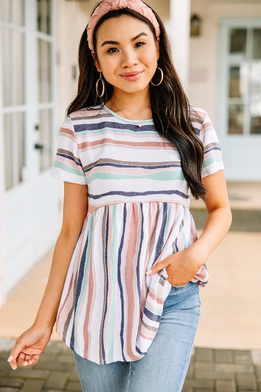 Make It Happen Sage Green Striped Top