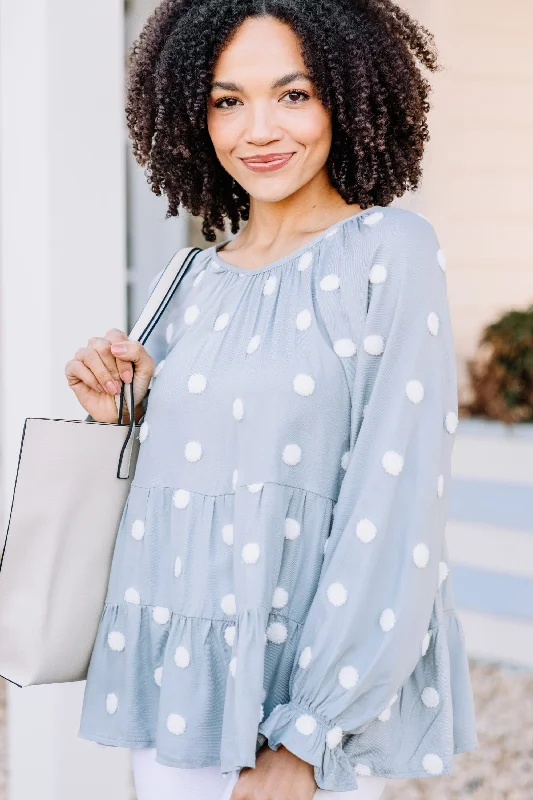 On The Way Sage Green Polka Dot Top