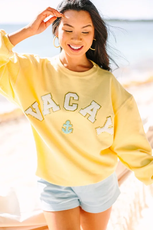 Vacay Yellow Varsity Corded Sweatshirt