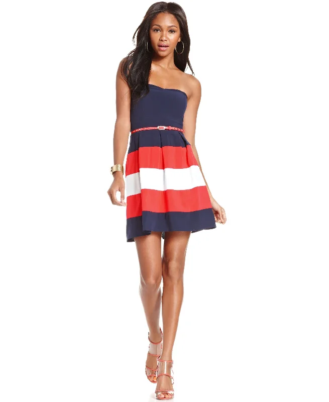 B Darlin Juniors Strapless Colorblock Dress