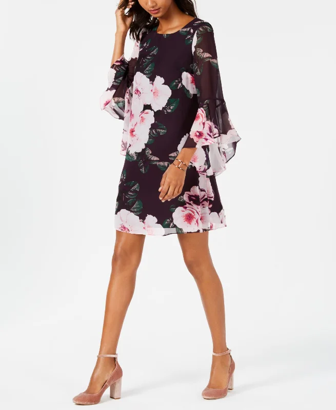 Nine West Floral Bell Sleeve Shift Dress