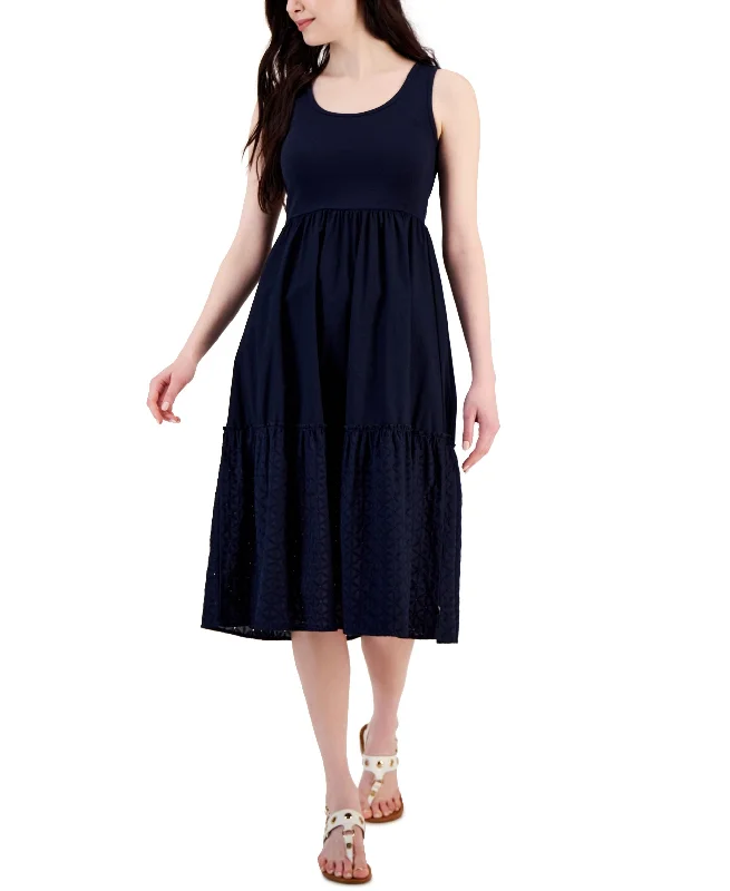 Women's Cotton Sleeveless Tiered Dress